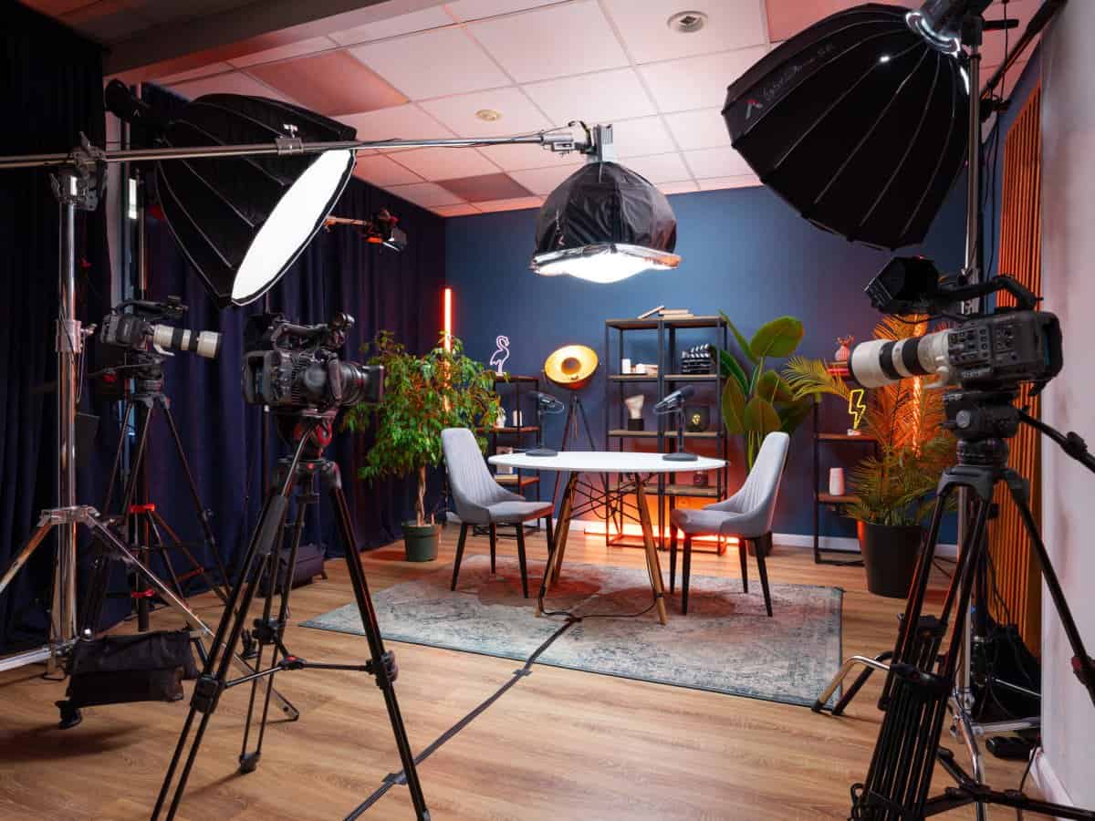 Preparing for a video recording at the podcast studio in Bali