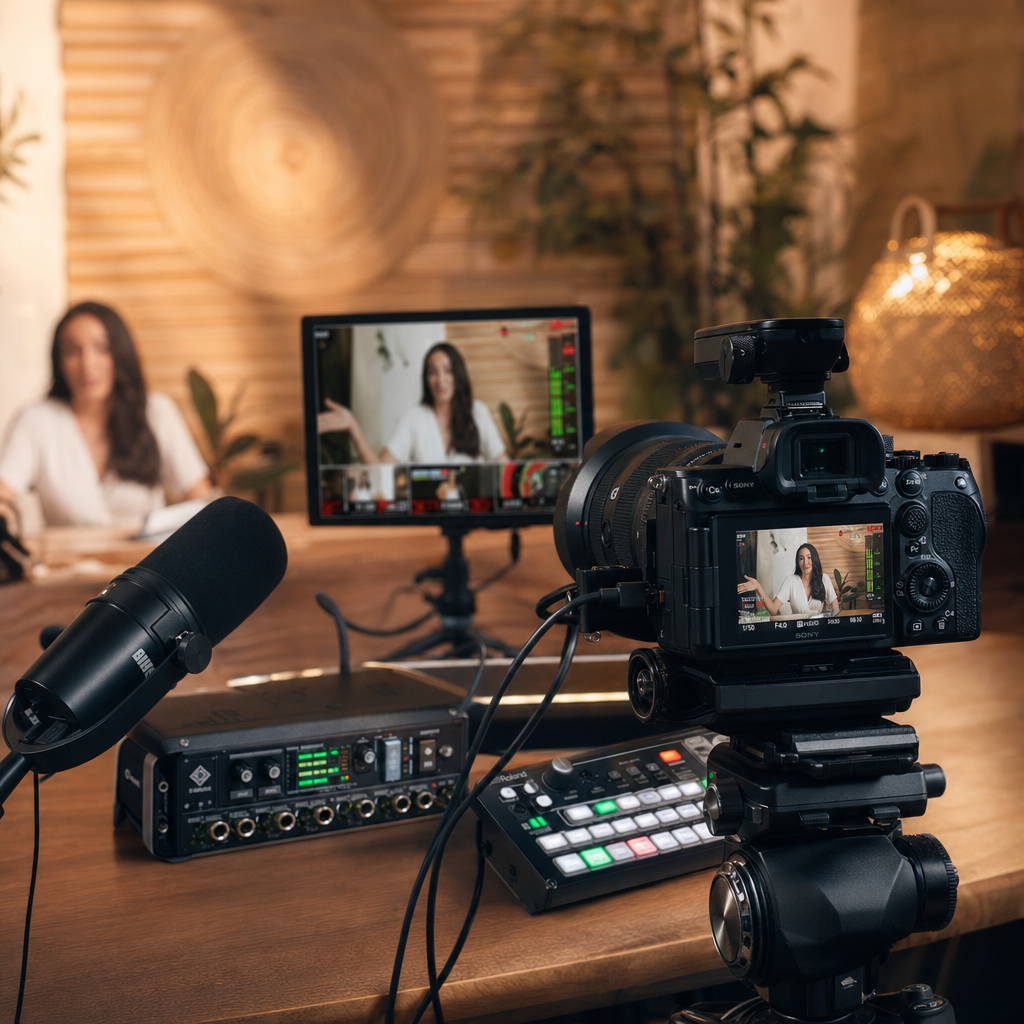 Production setup at Villo Studio for webinar production services
